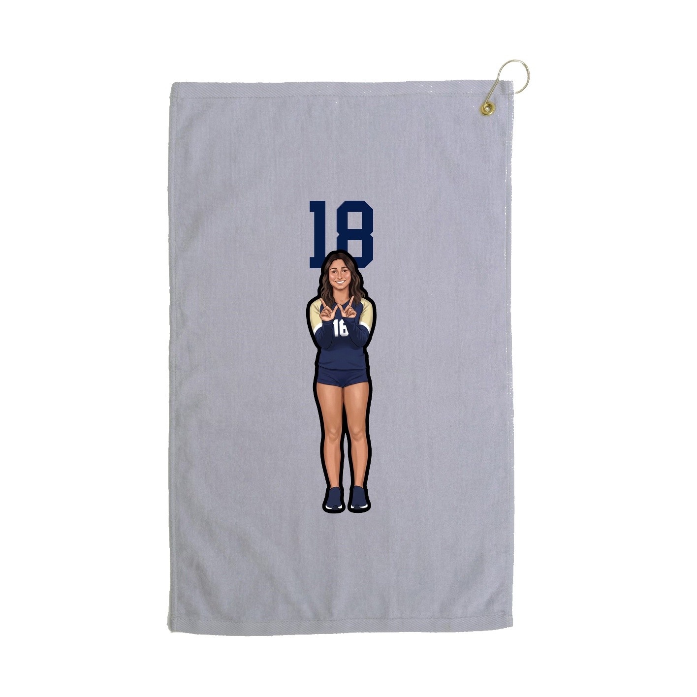 Golf Towel — Number Top in Grey