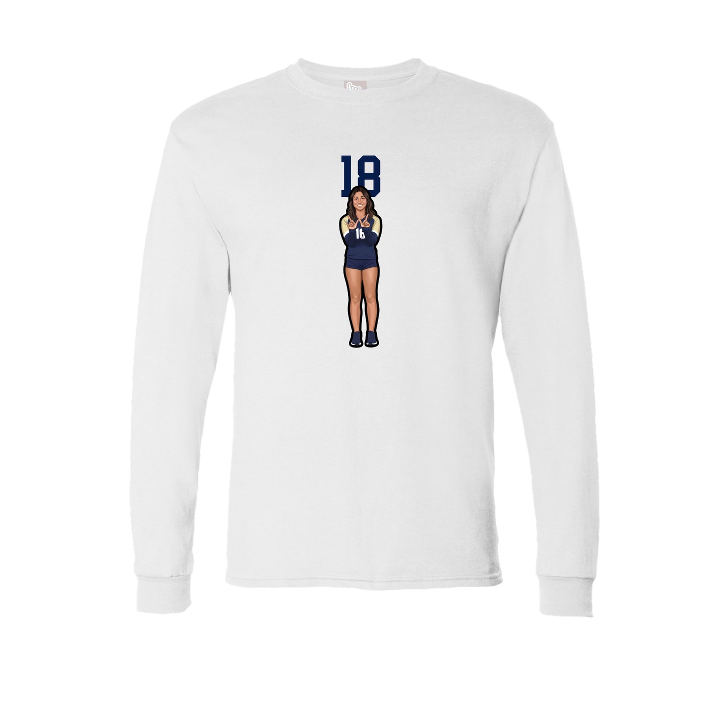 Long Sleeve Tee — Number Top in White