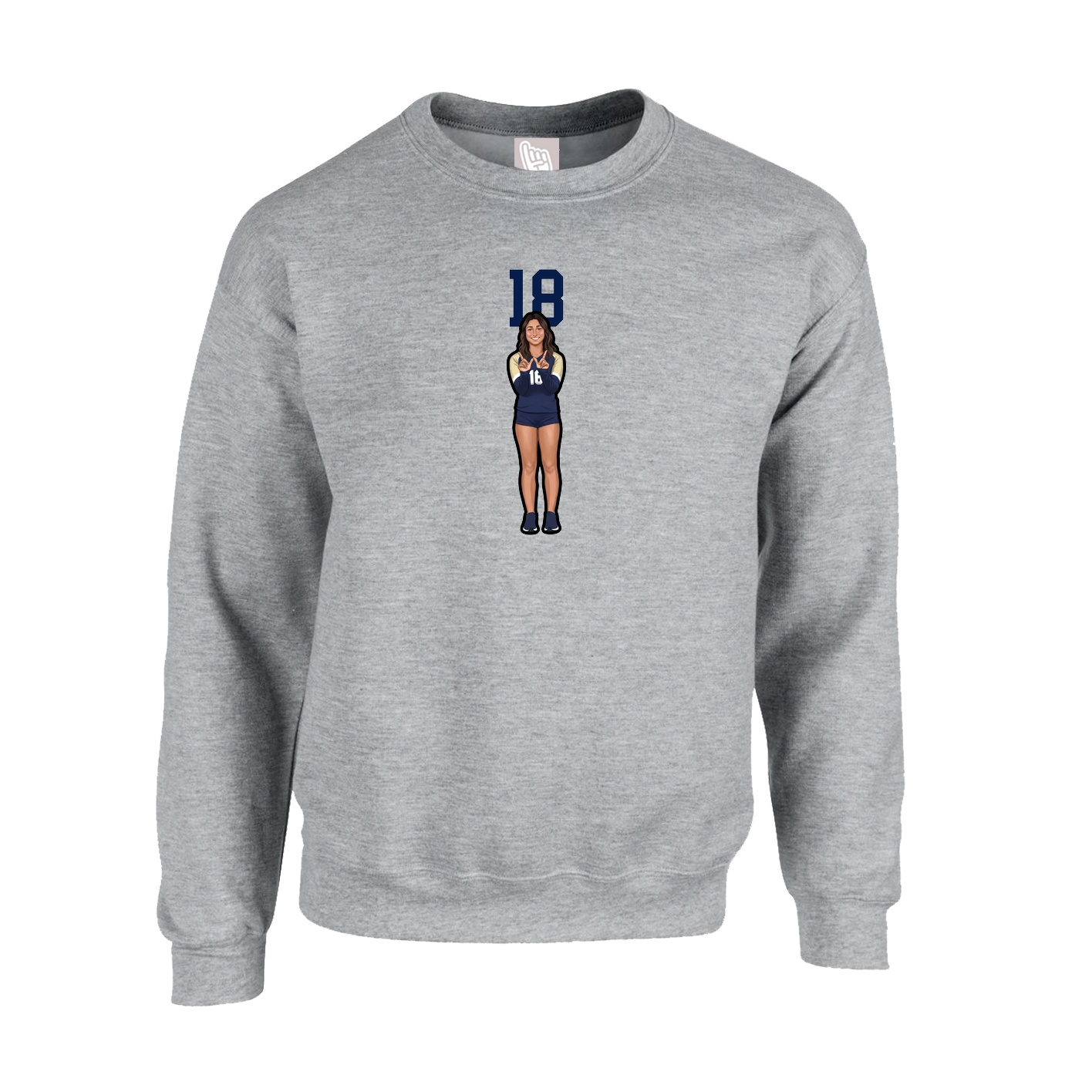 Fleece Crew — Number Top in Grey