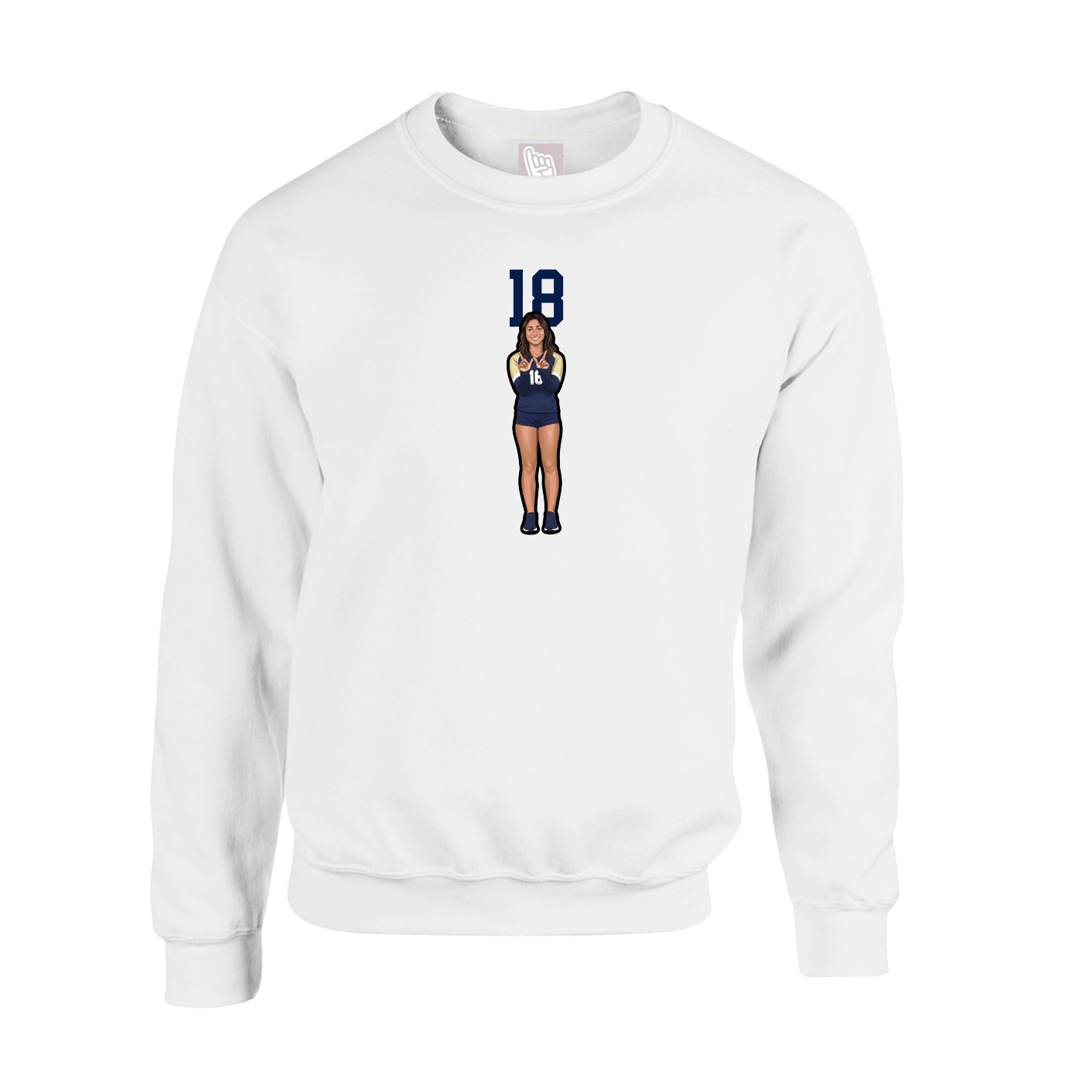 Fleece Crew — Number Top in White