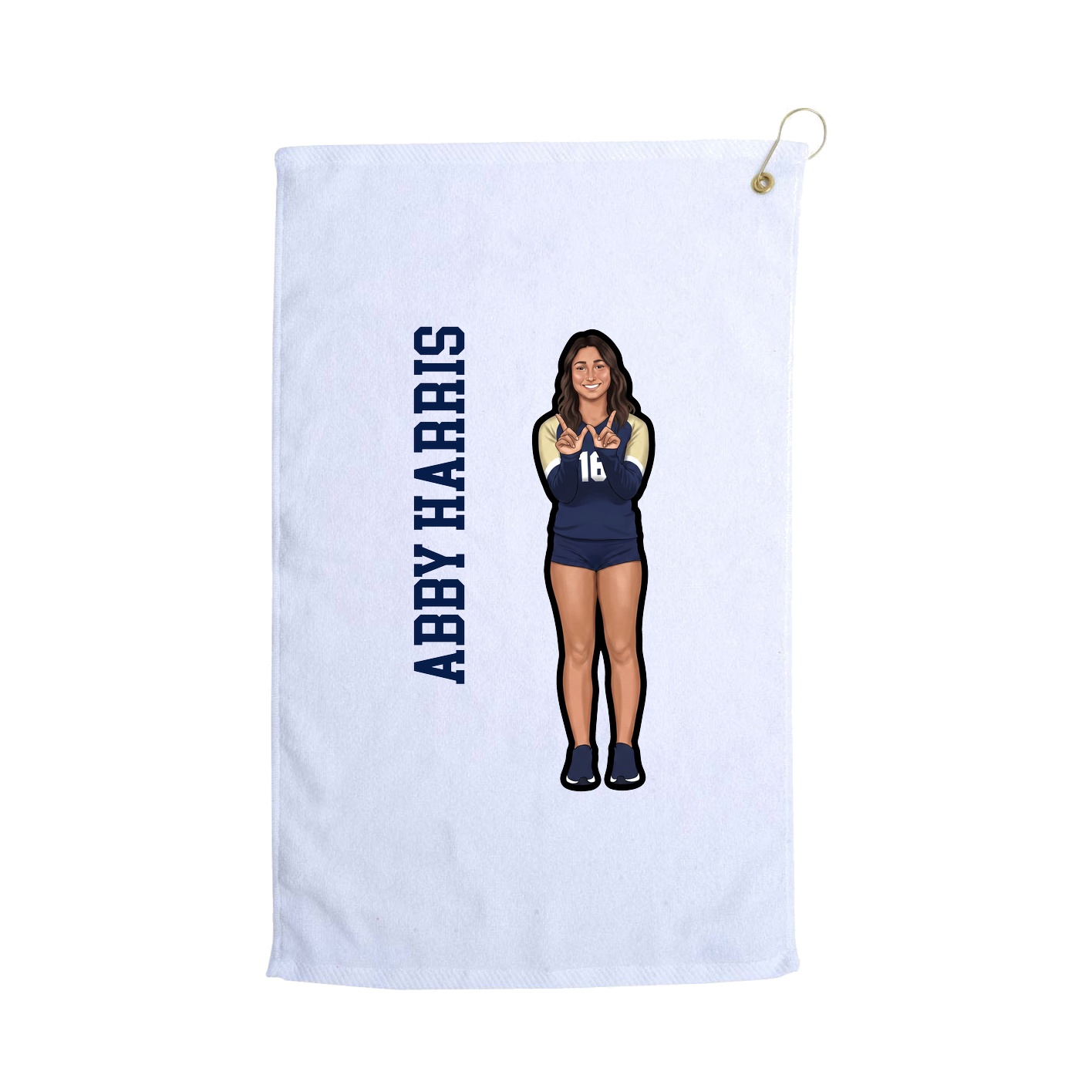 Golf Towel — Name Vertical in White