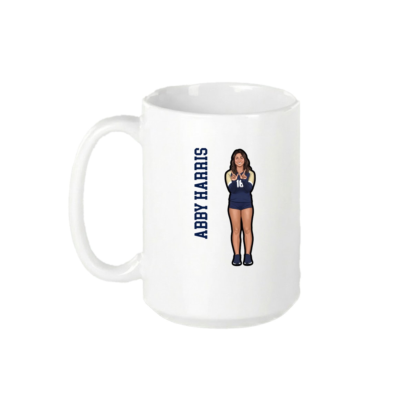 15oz Coffee Mug — Name Vertical in White