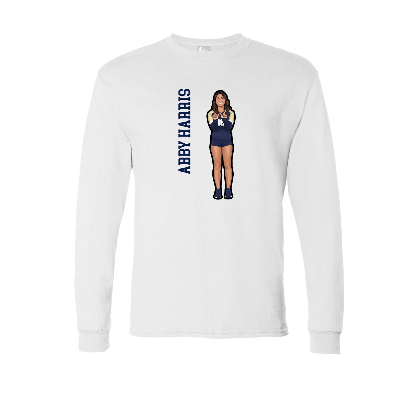 Long Sleeve Tee — Name Vertical in White