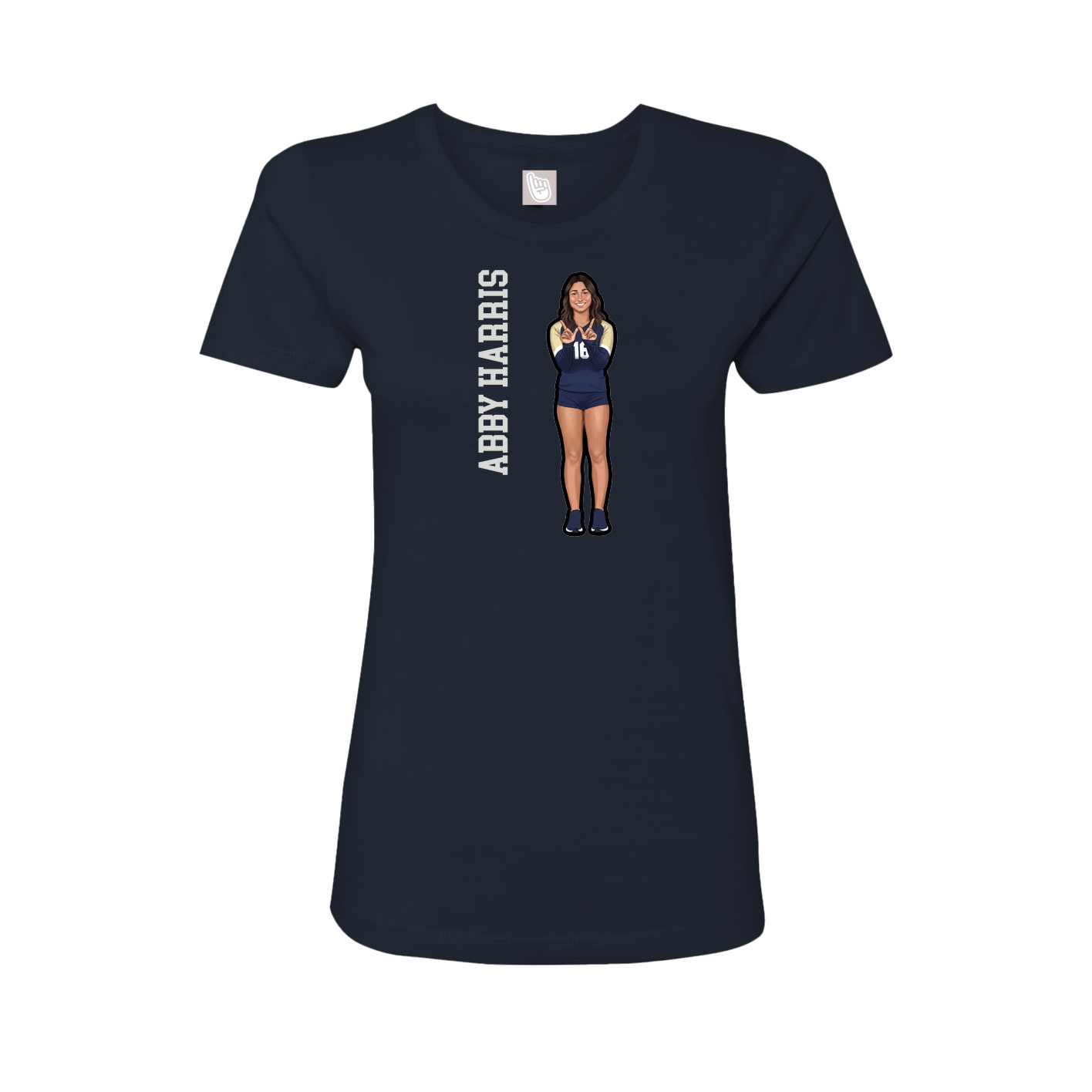 Womens Tee — Name Vertical in Navy