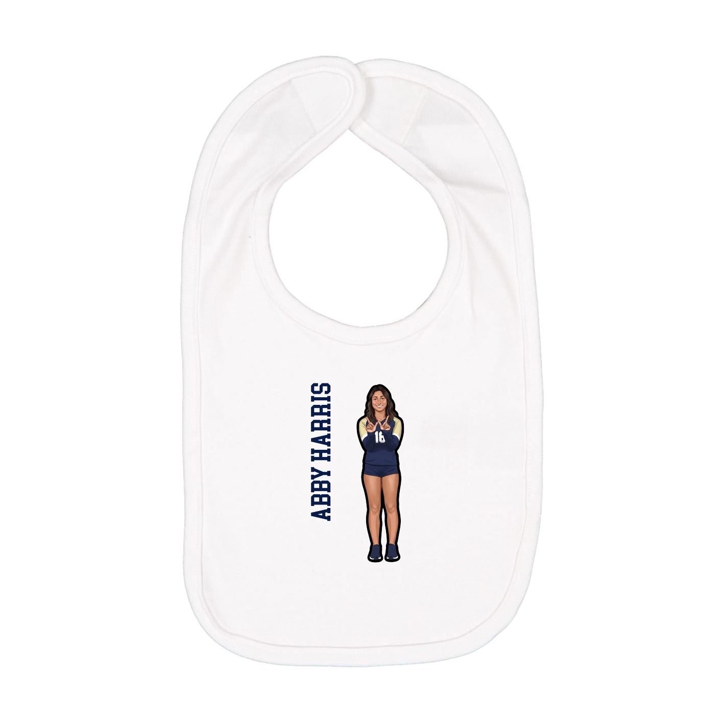 Infant Bib — Name Vertical in White