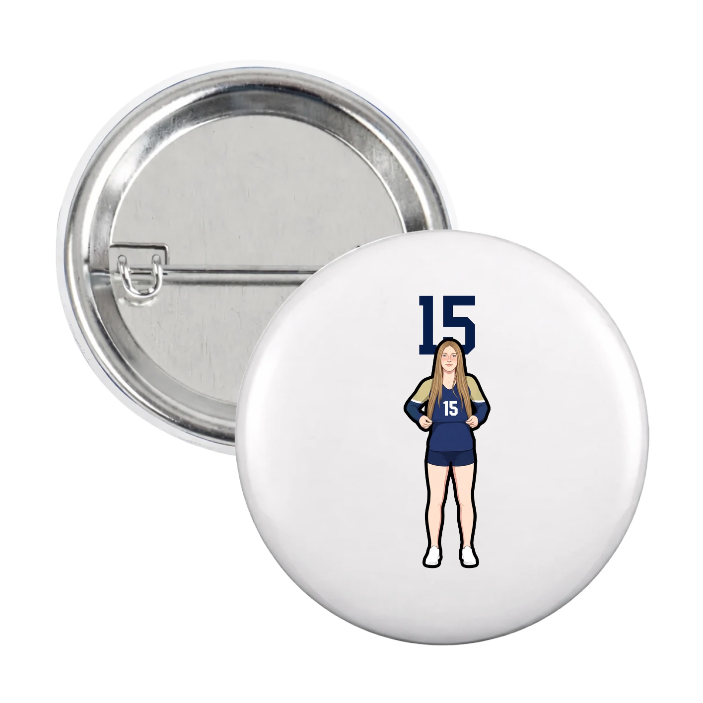 Game Day Button — Number Top in White