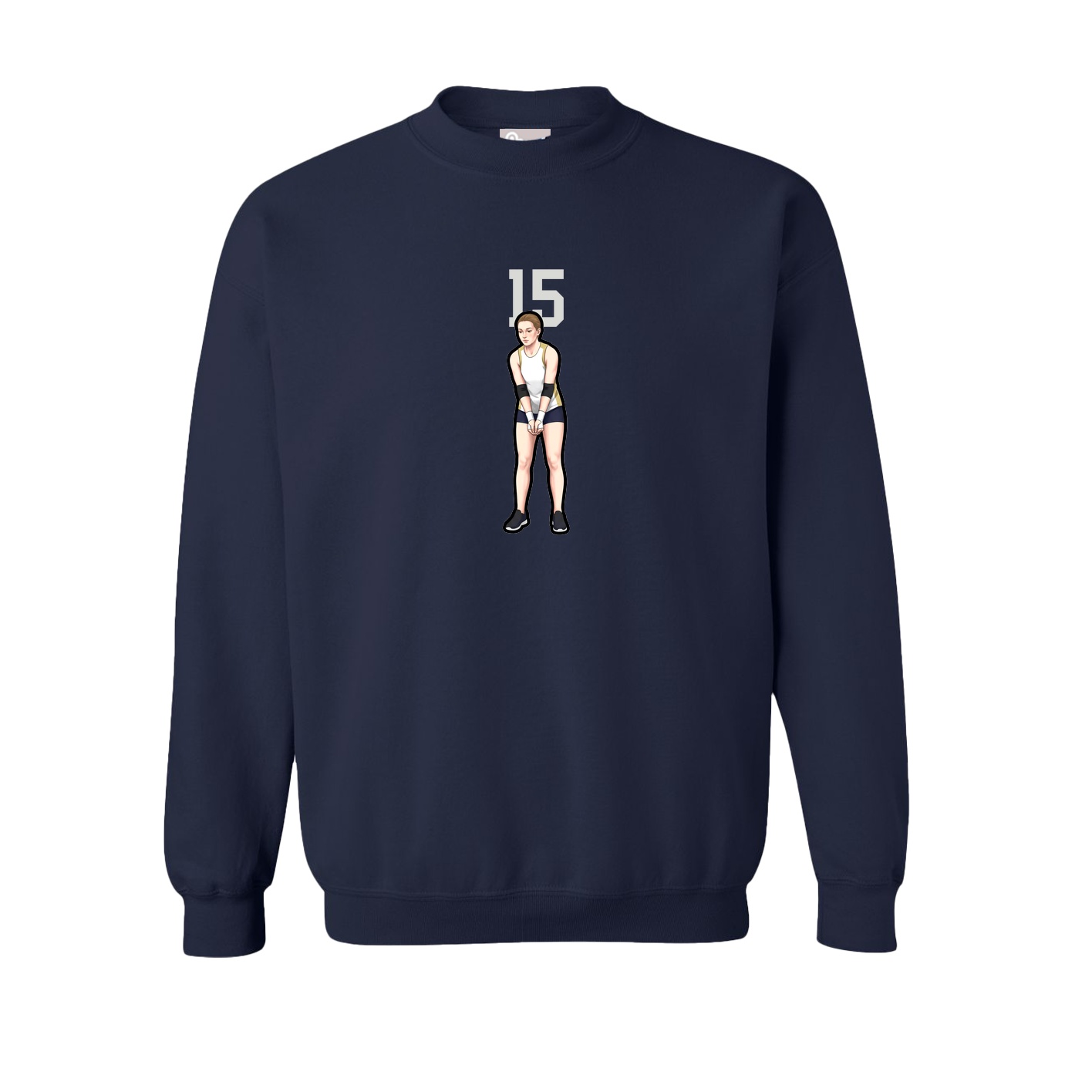 Fleece Crew — Number Top in Navy