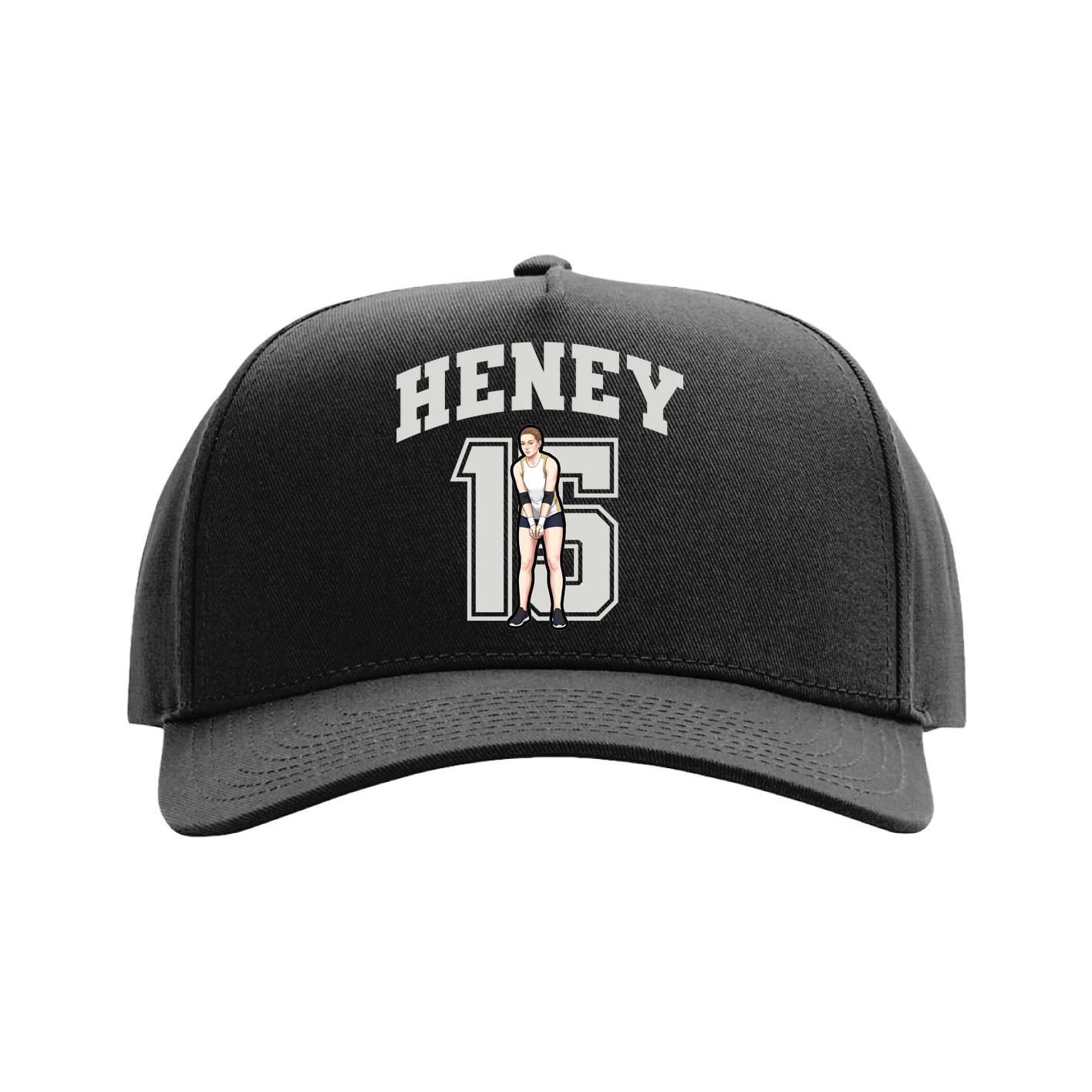 Full Fabric Five-Panel Champ Cap — Number in Black
