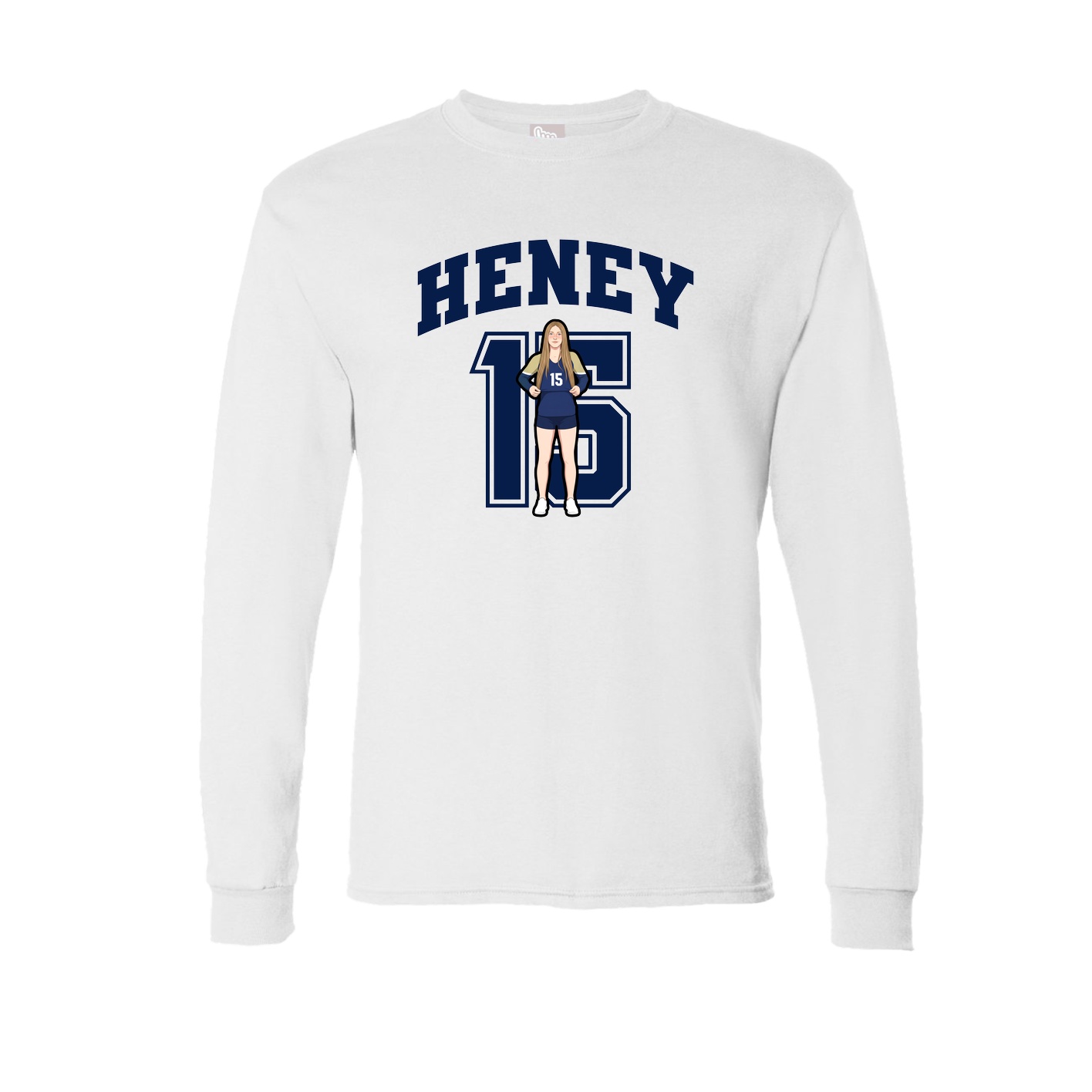 Long Sleeve Tee — Number in White