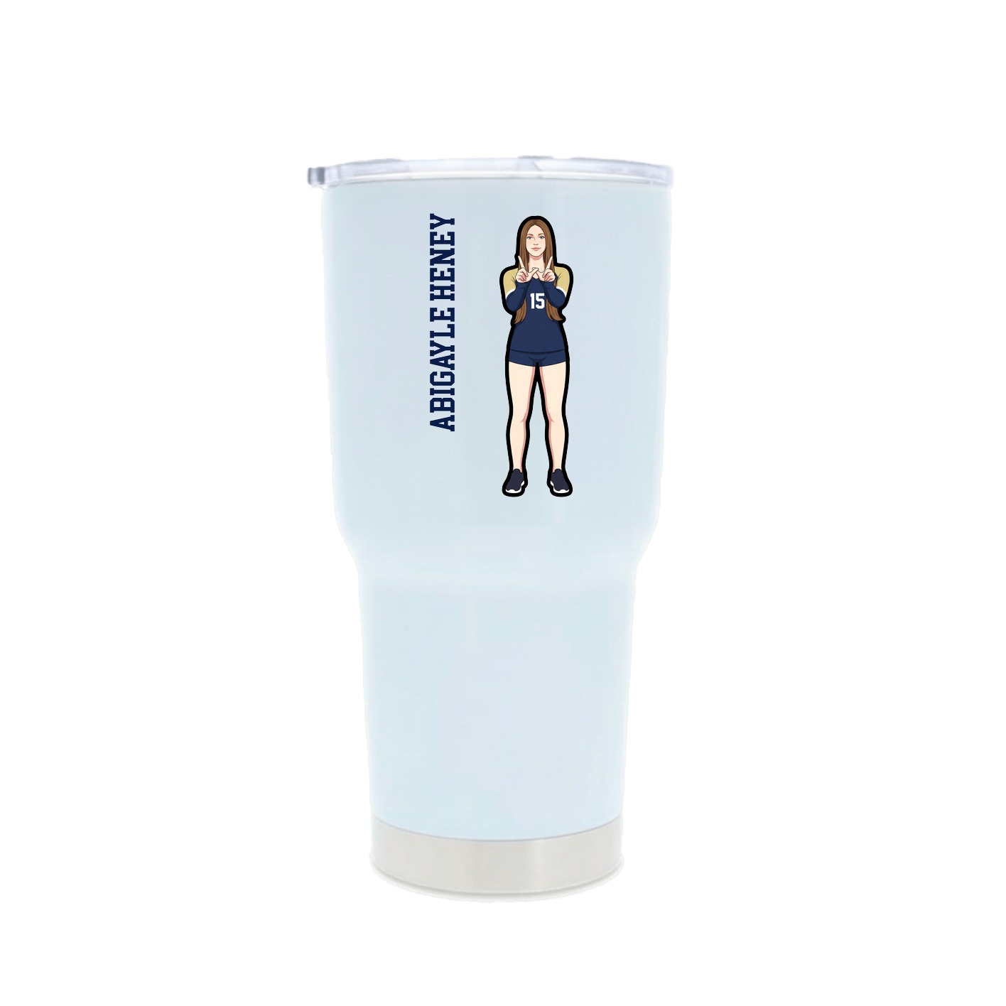 30oz Stainless Steel Tumbler — Name Vertical in White