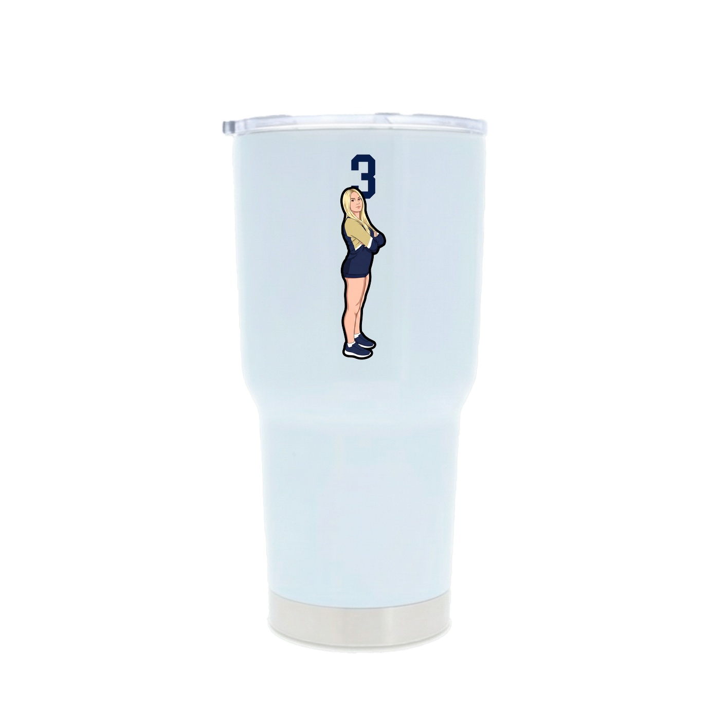 30oz Stainless Steel Tumbler — Number Top in White