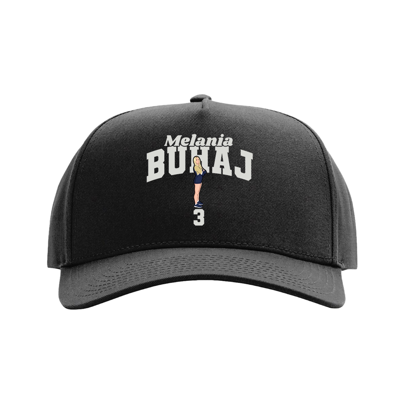 Full Fabric Five-Panel Champ Cap — Signature Arch in Black