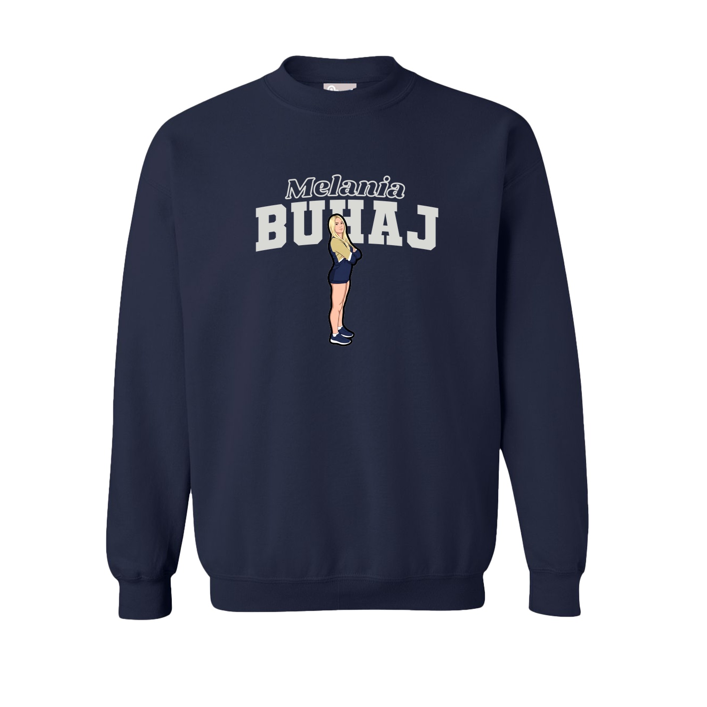 Fleece Crew — Name Arch in Navy