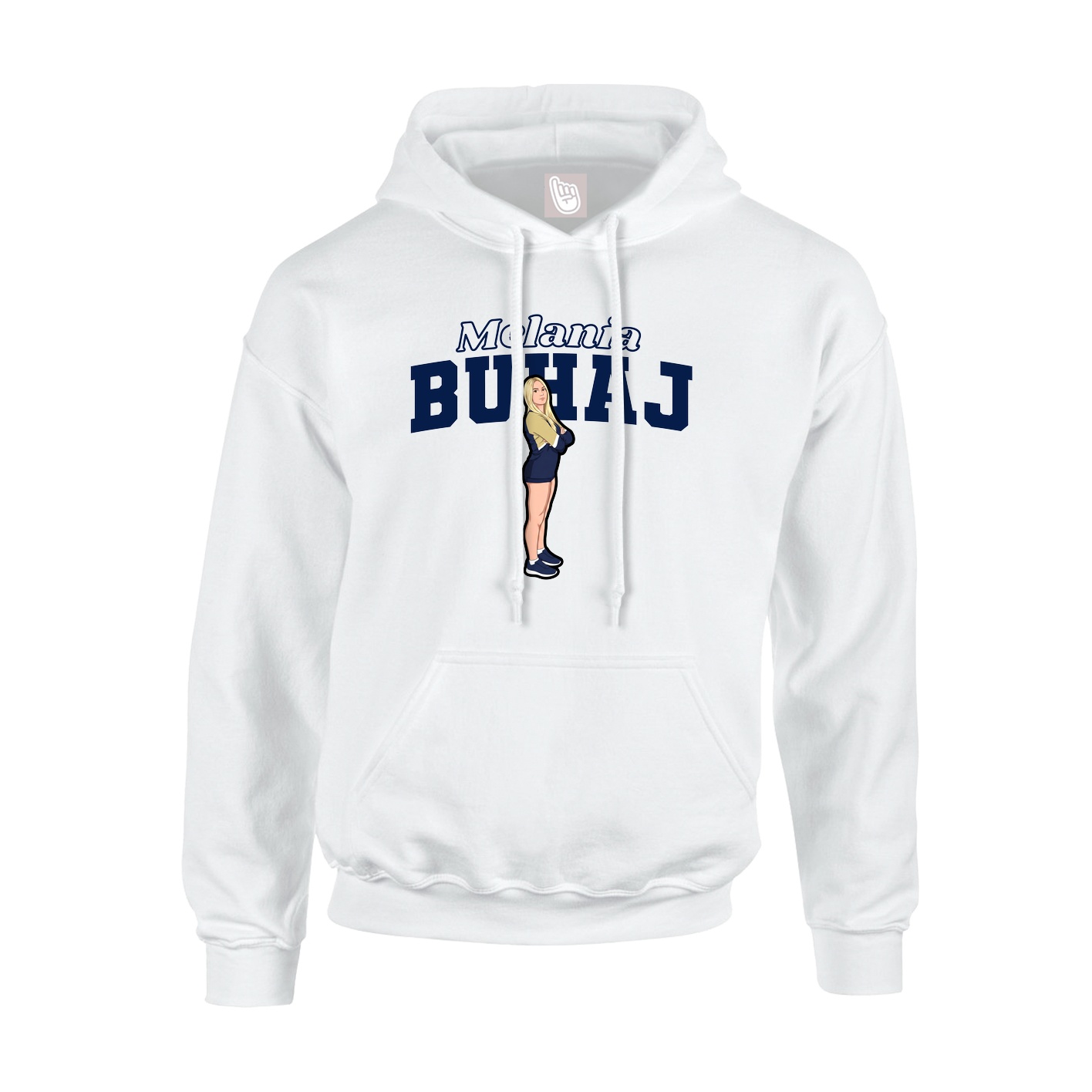 Youth Hoodie — Name Arch in White