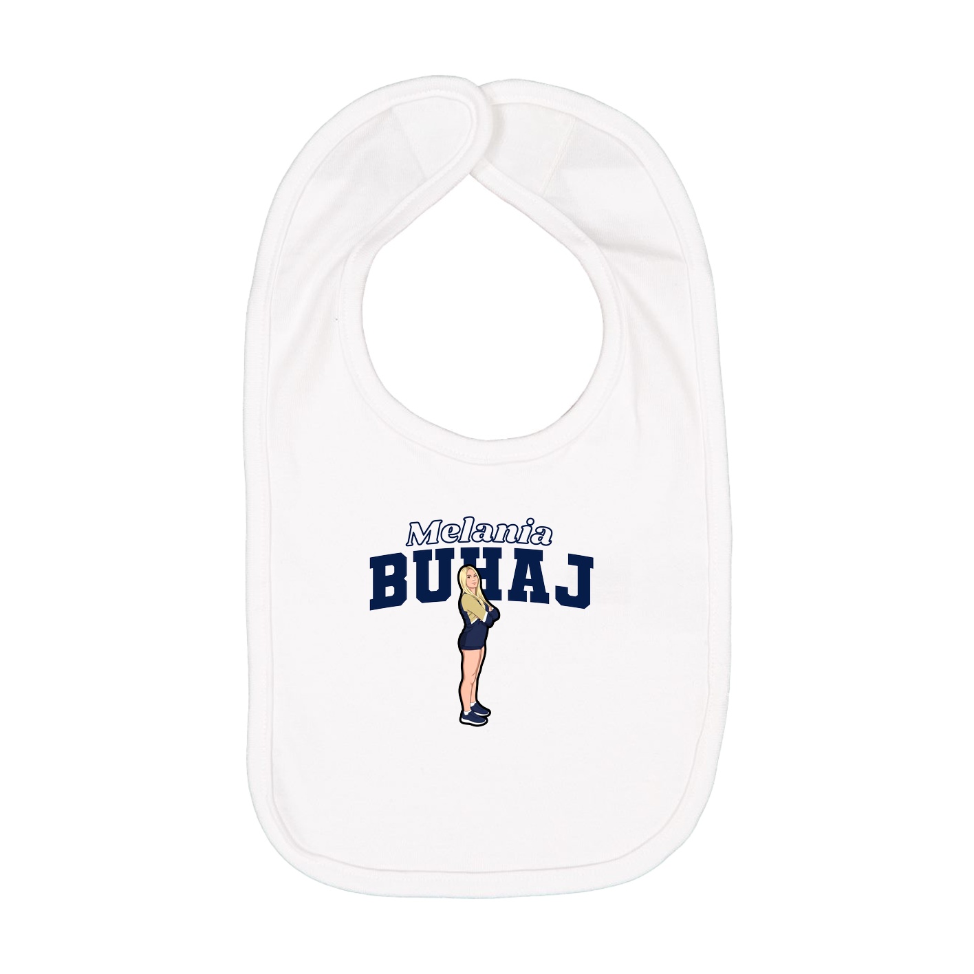 Infant Bib — Name Arch in White