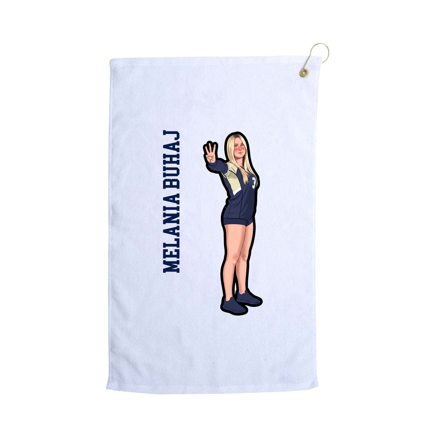 Golf Towel — Name Vertical in White