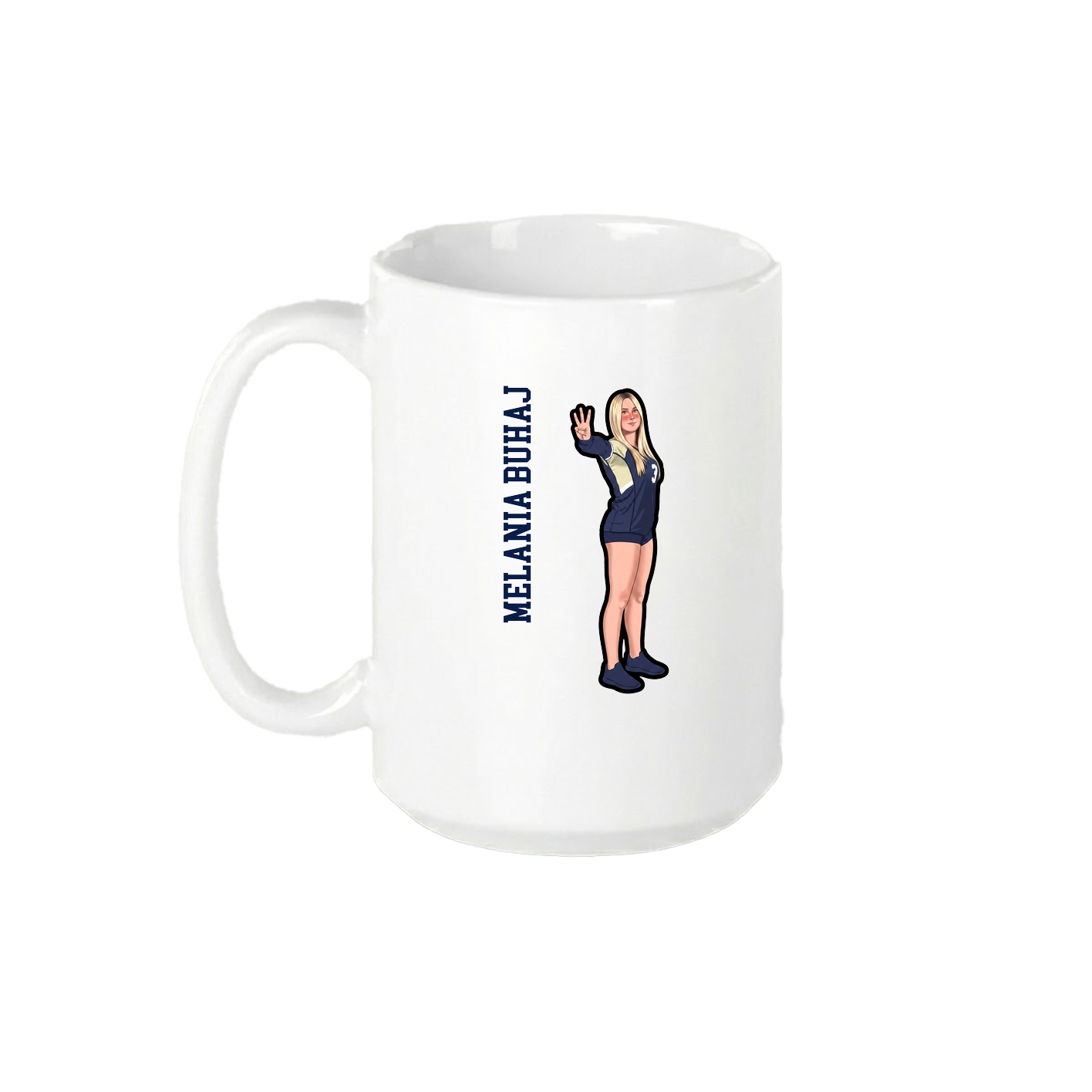 15oz Coffee Mug — Name Vertical in White