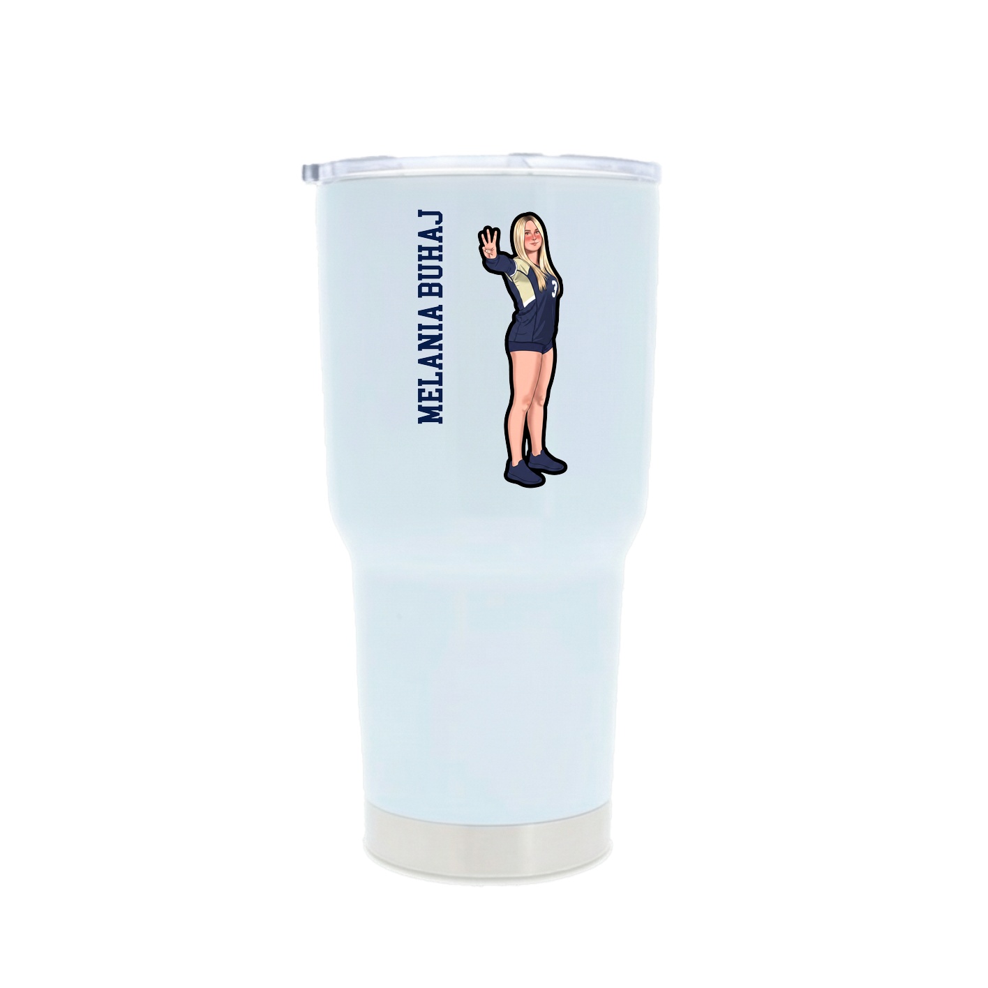 30oz Stainless Steel Tumbler — Name Vertical in White