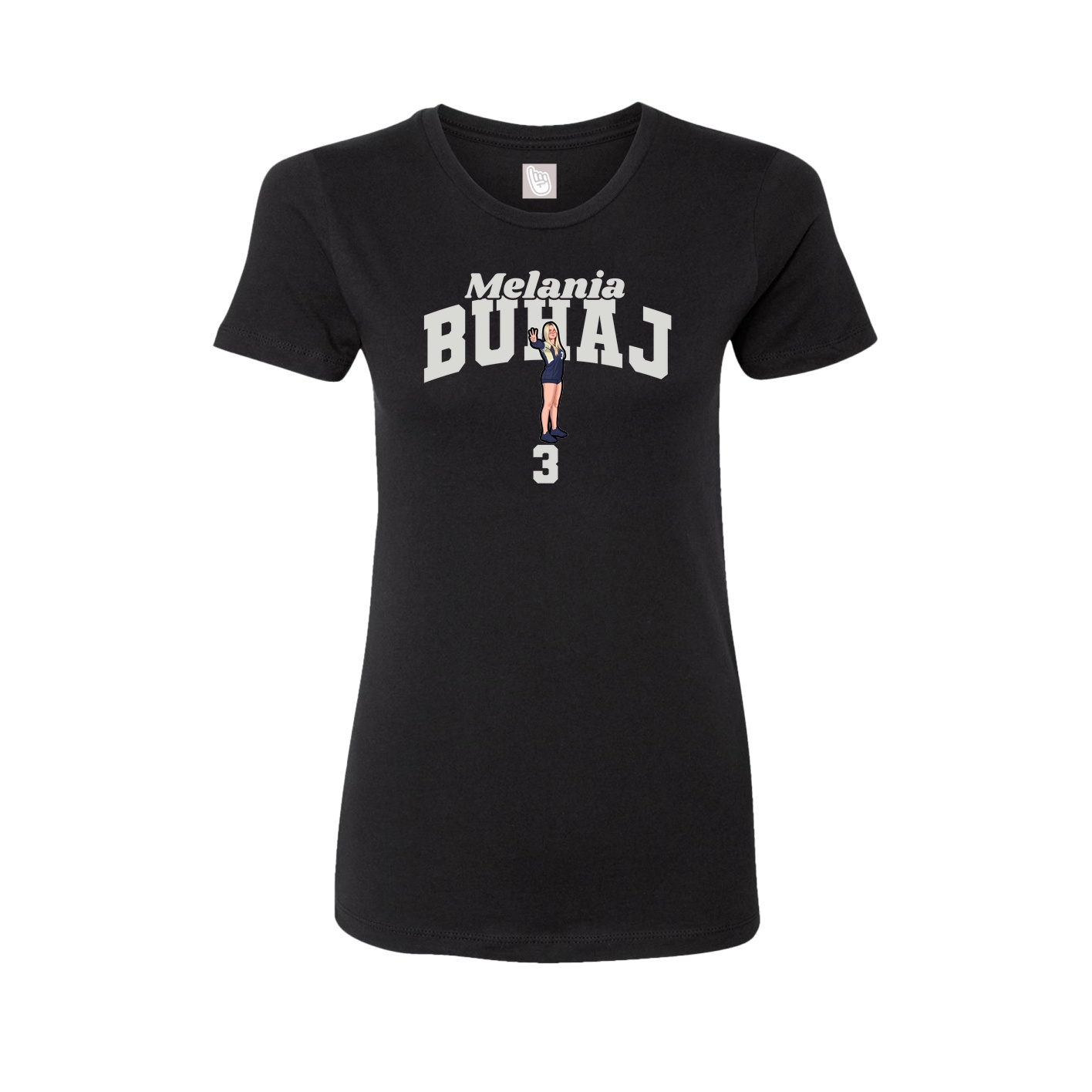 Fitted Women's Tee — Signature Arch in Black
