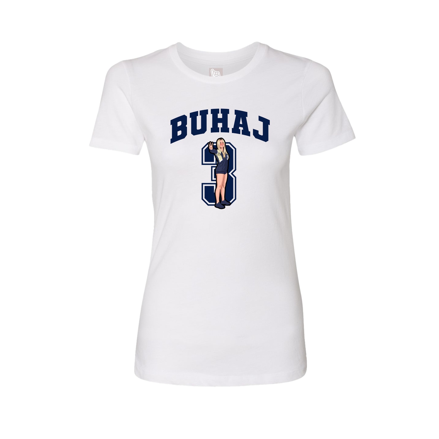 Fitted Women's Tee — Number in White