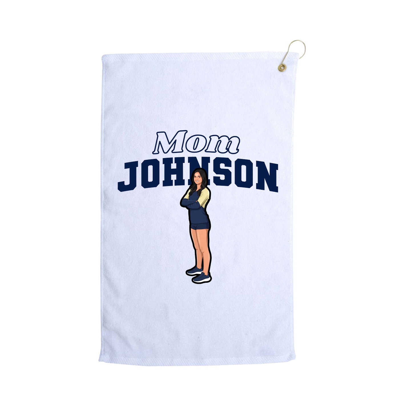 Golf Towel — Mothers Day Block in White