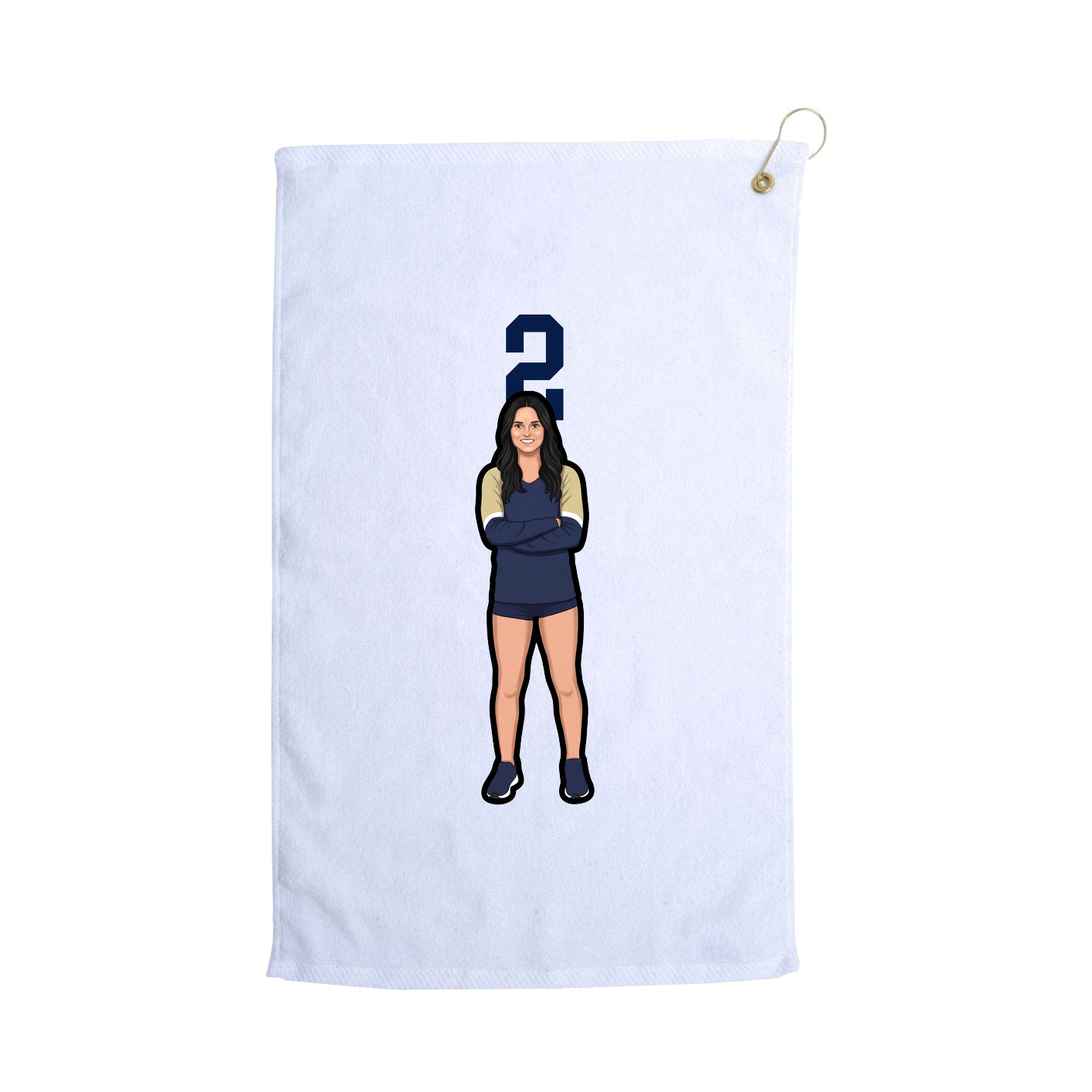 Golf Towel — Number Top in White
