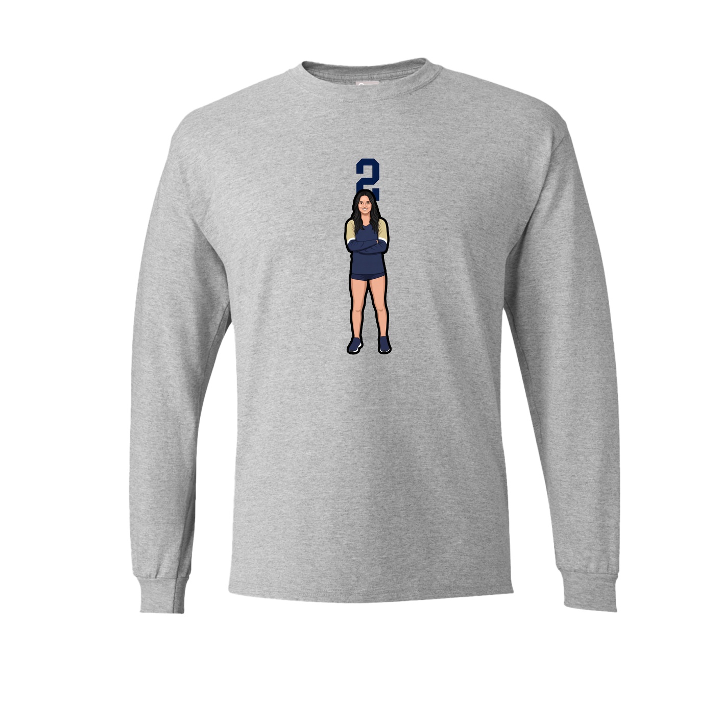 Long Sleeve Tee — Number Top in Grey