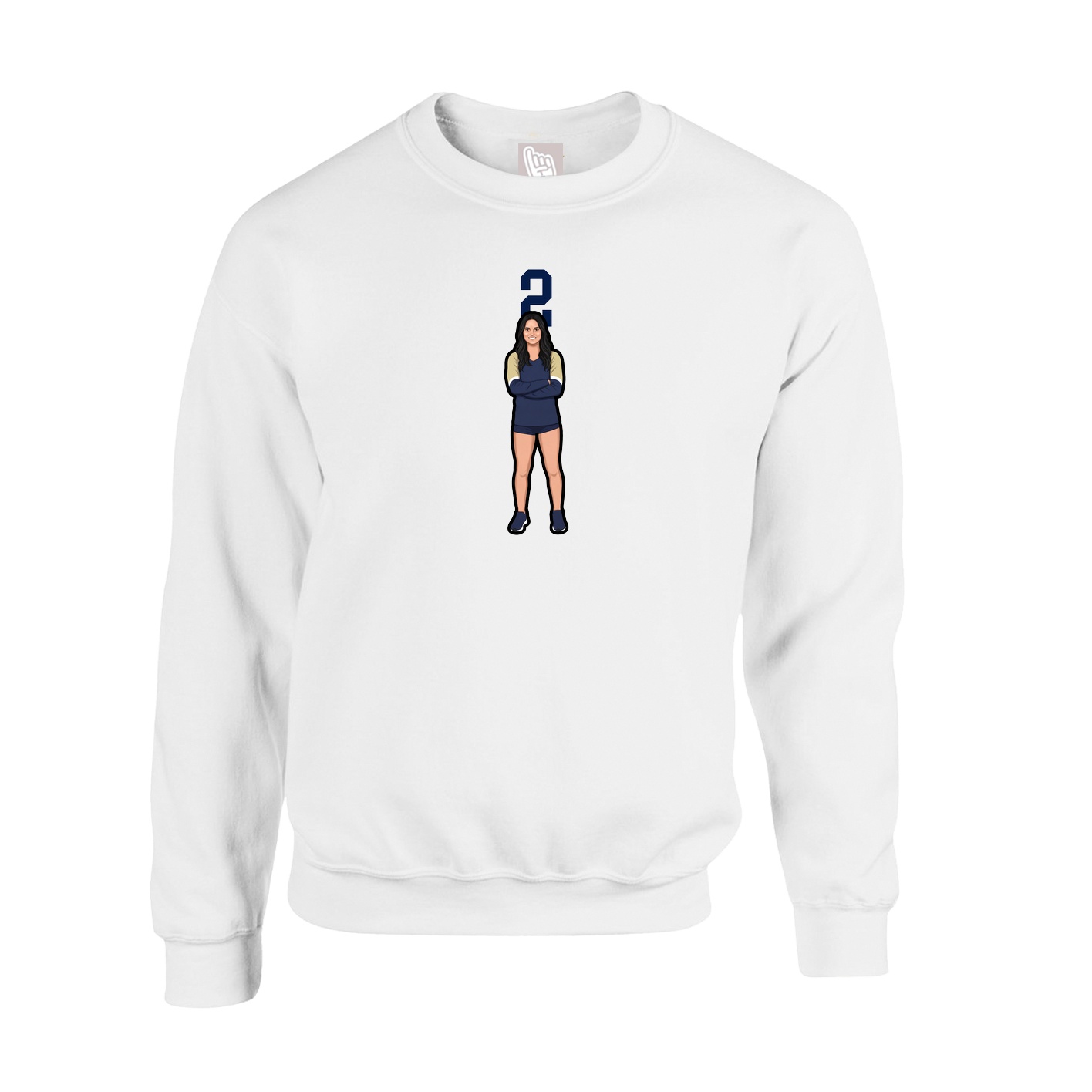 Fleece Crew — Number Top in White