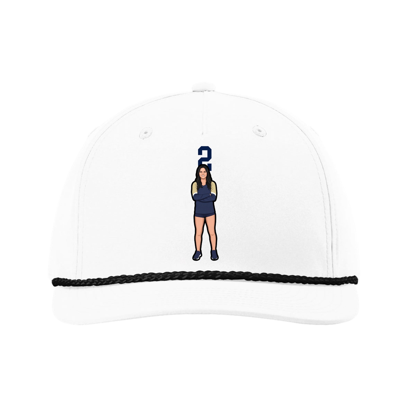 Five-Panel Classic Rope Cap — Number Top in White