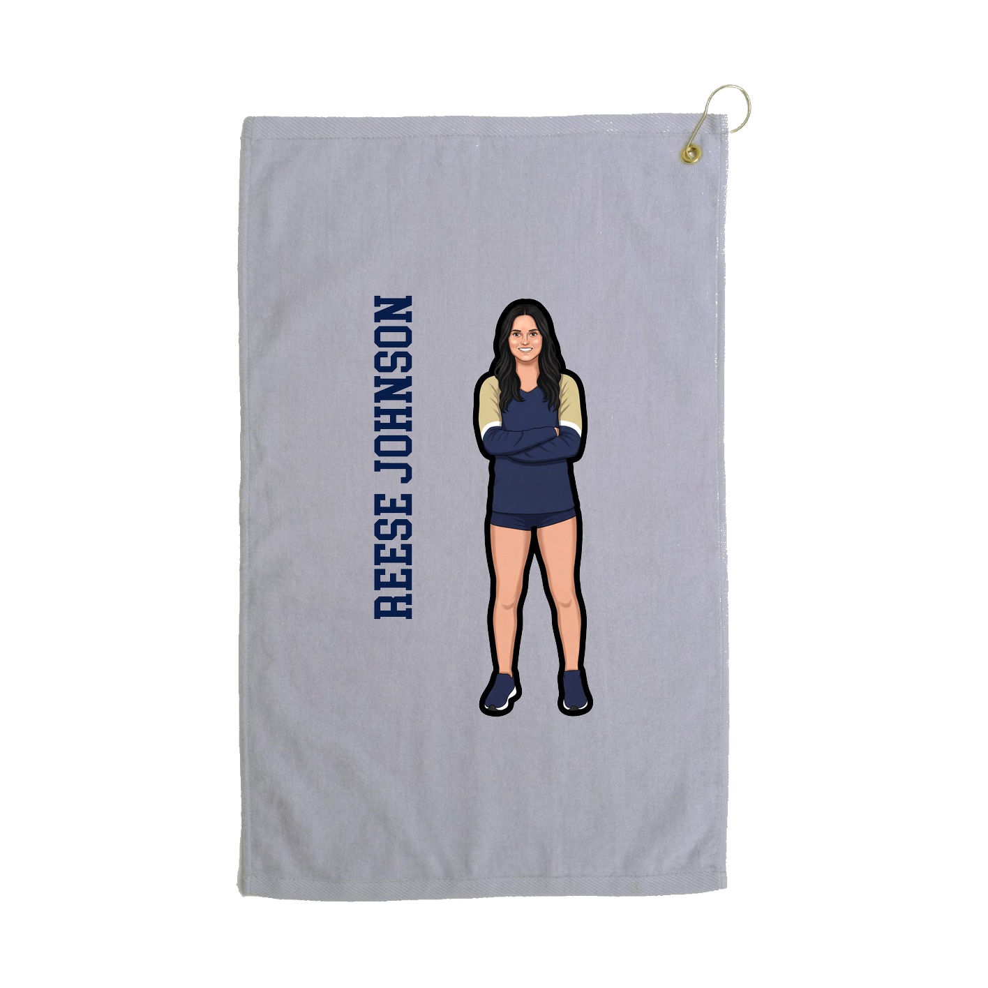 Golf Towel — Name Vertical in Grey