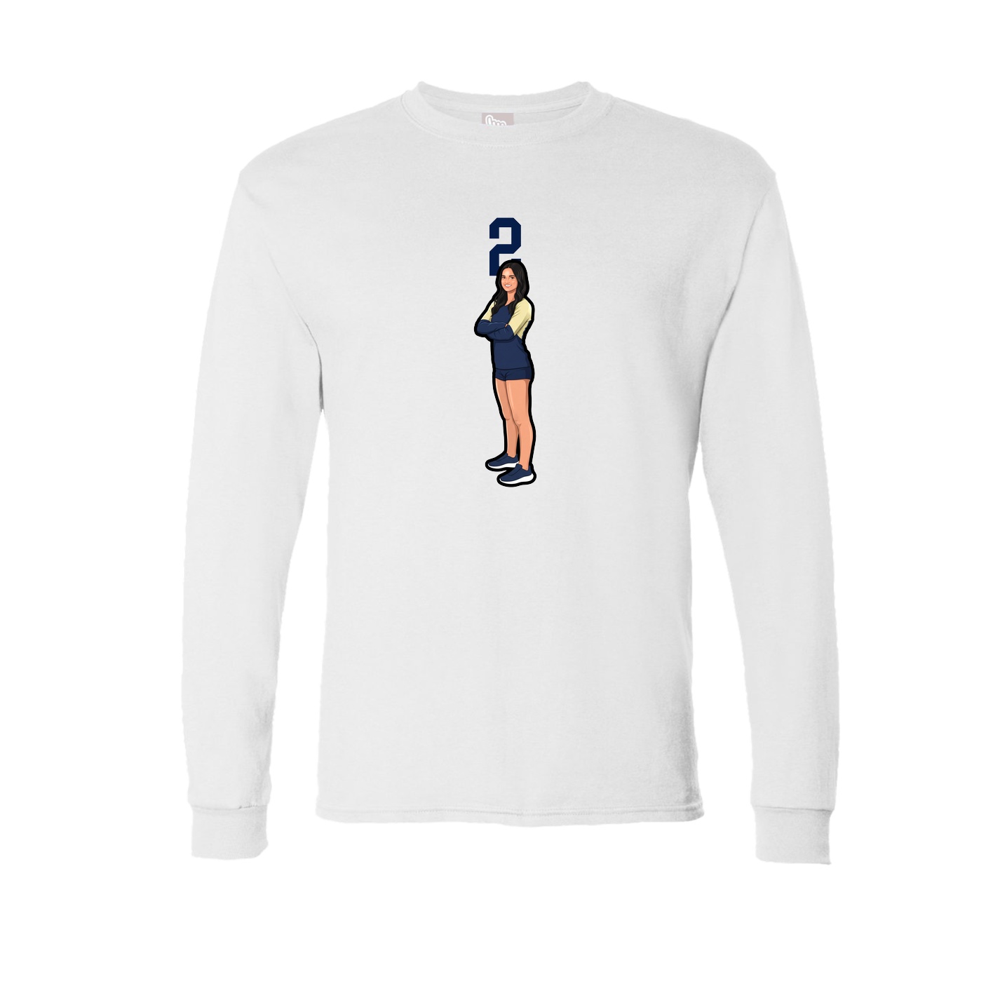 Long Sleeve Tee — Number Top in White