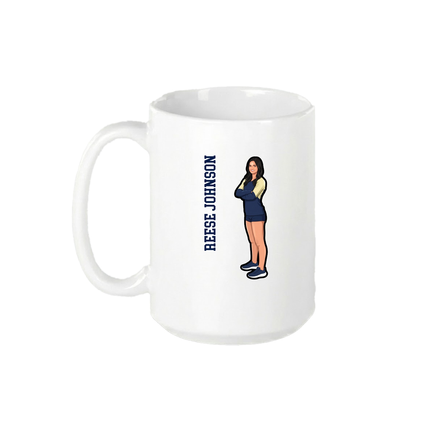 15oz Coffee Mug — Name Vertical in White