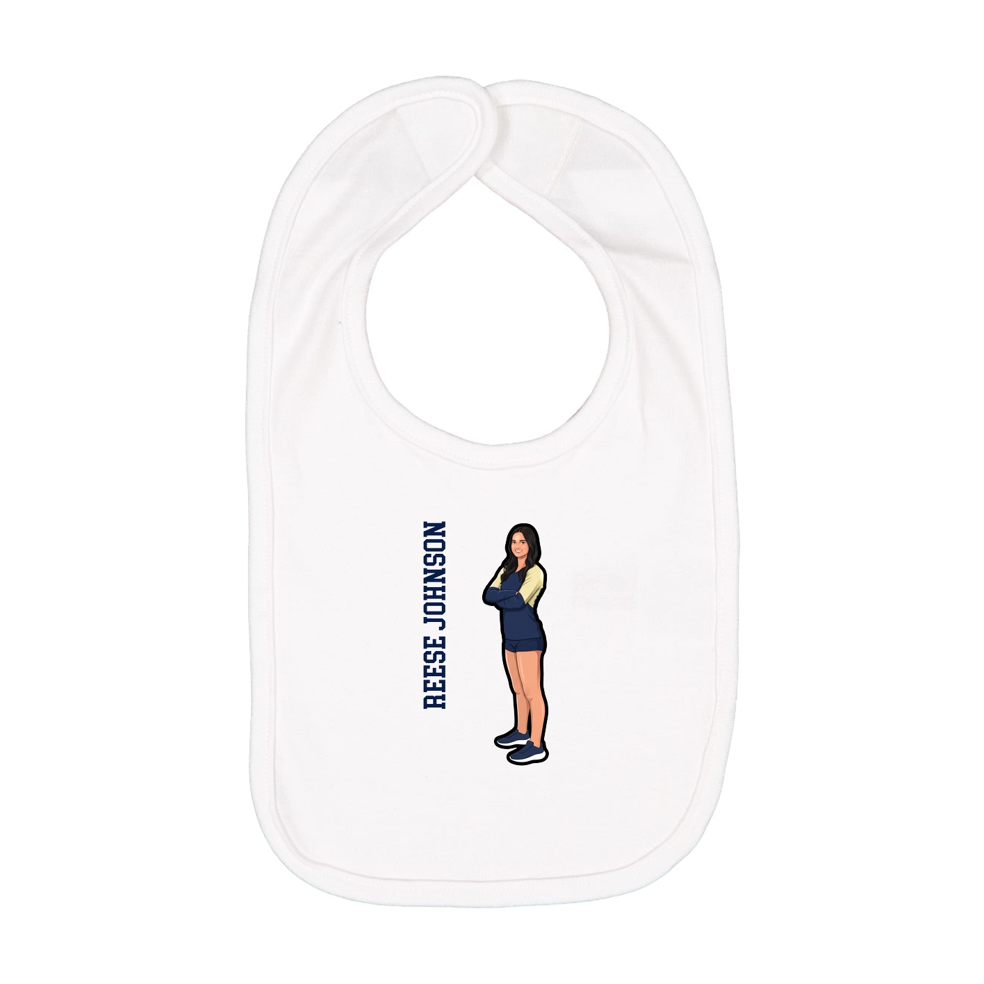 Infant Bib — Name Vertical in White