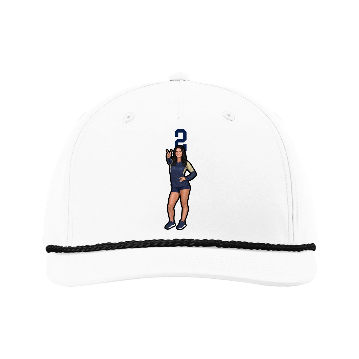 Five-Panel Classic Rope Cap — Number Top in White