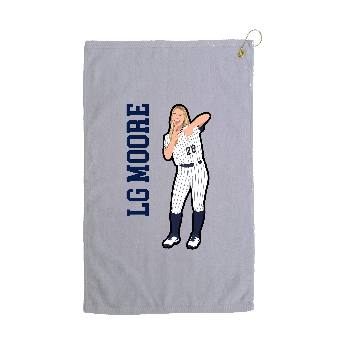 Golf Towel — Name Vertical in Grey