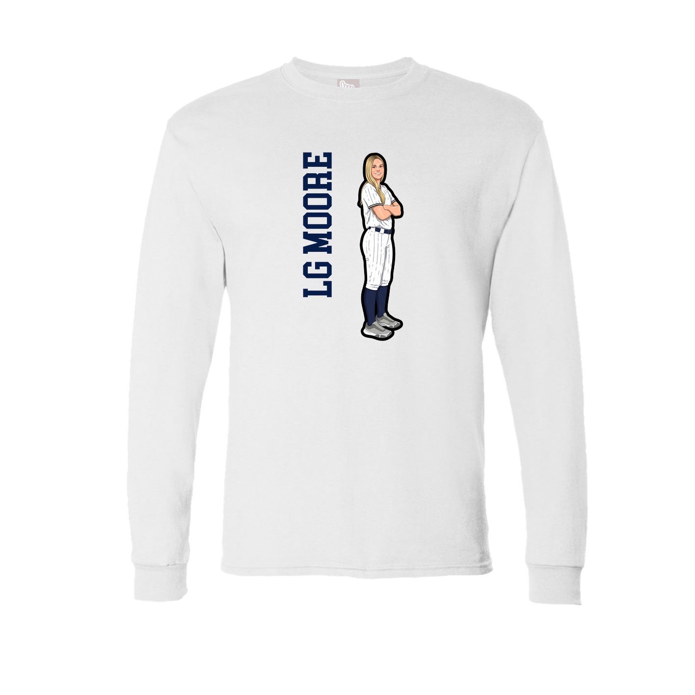 Long Sleeve Tee — Name Vertical in White