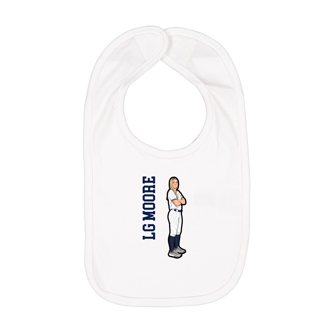 Infant Bib — Name Vertical in White
