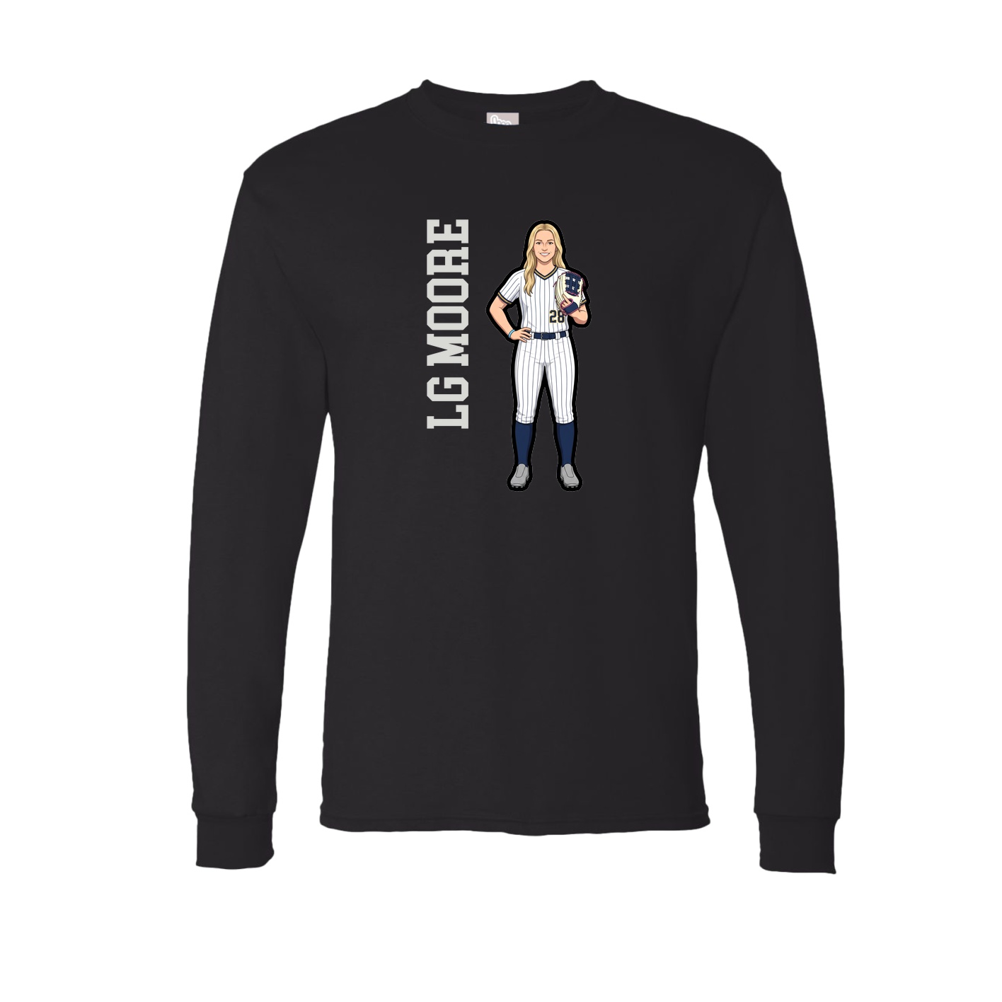 Long Sleeve Tee — Name Vertical in Black