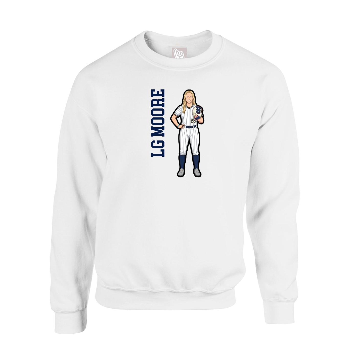 Fleece Crew — Name Vertical in White