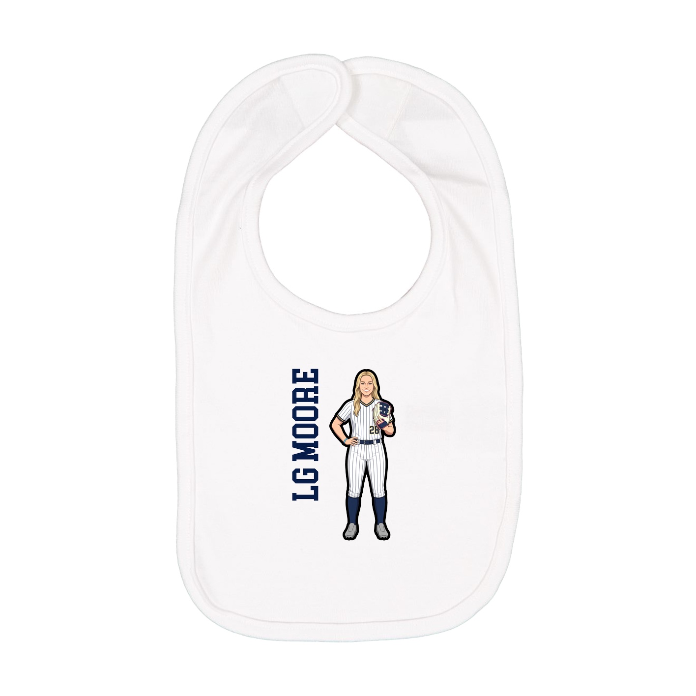 Infant Bib — Name Vertical in White