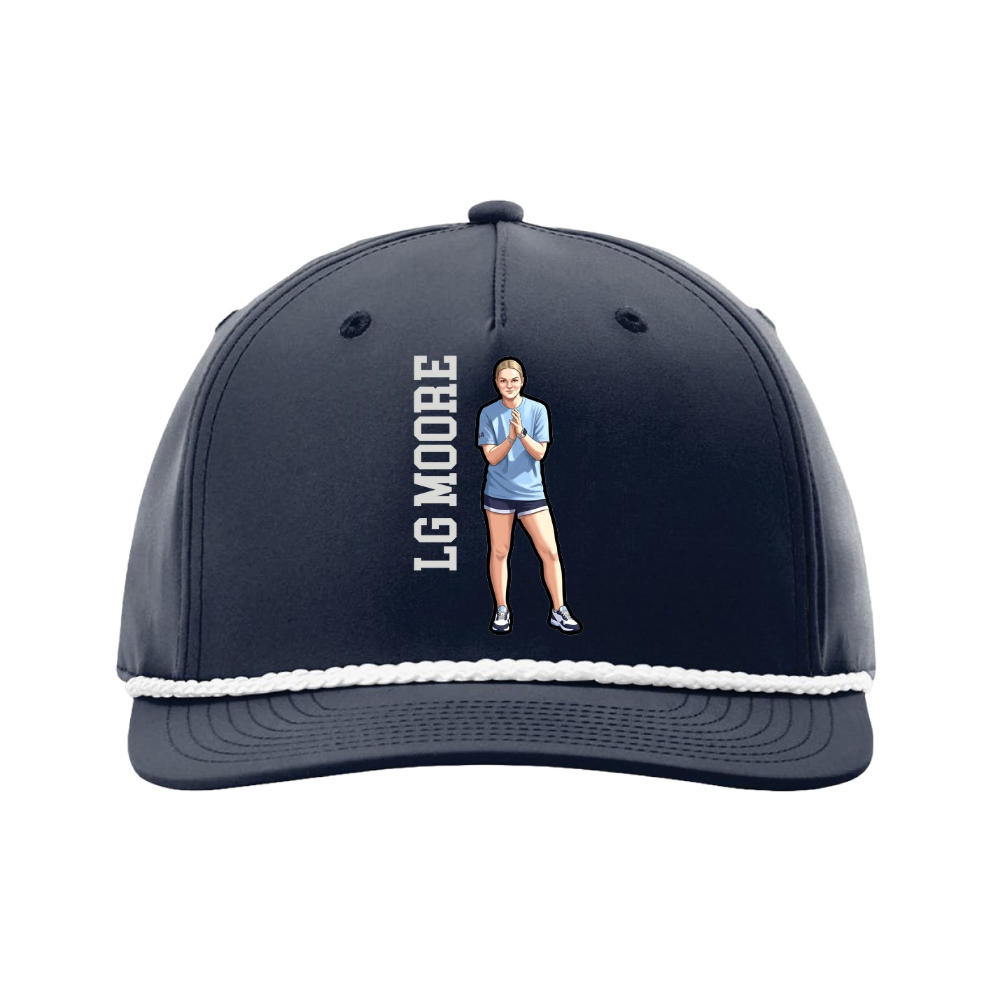 Five-Panel Classic Rope Cap — Name Vertical in Navy