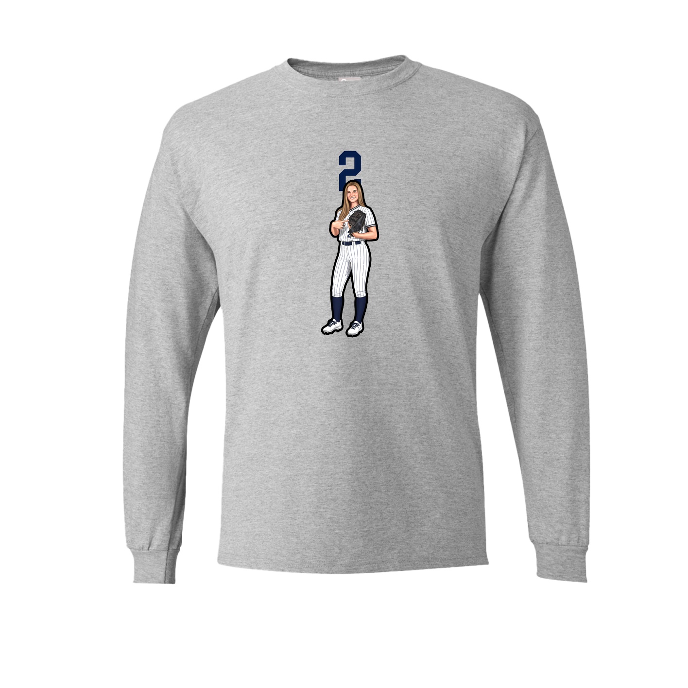 Long Sleeve Tee — Number Top in Grey