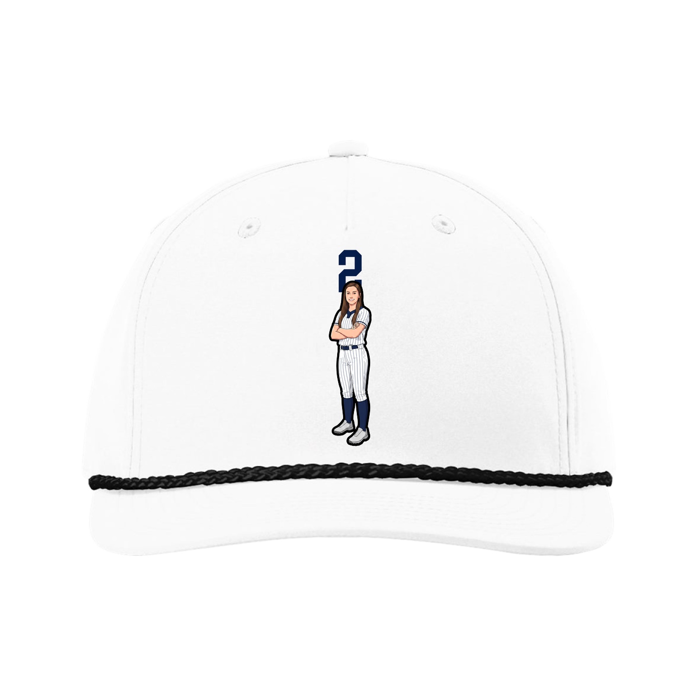 Five-Panel Classic Rope Cap — Number Top in White