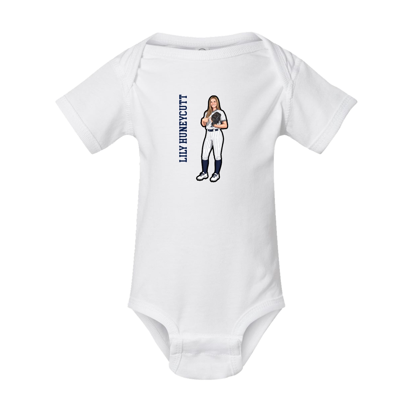 Baby Onesie — Name Vertical in White