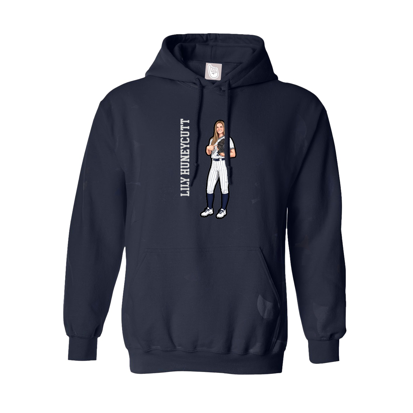 Youth Hoodie — Name Vertical in Navy