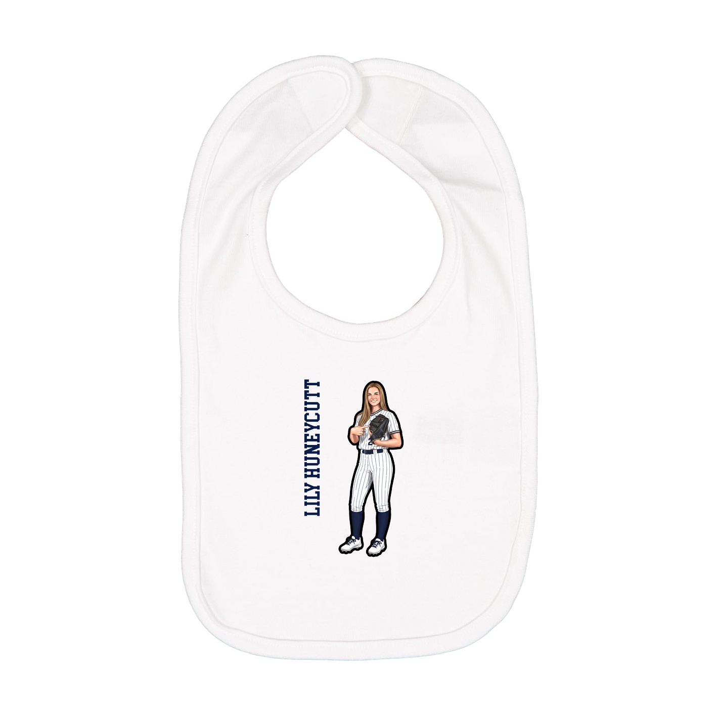 Infant Bib — Name Vertical in White