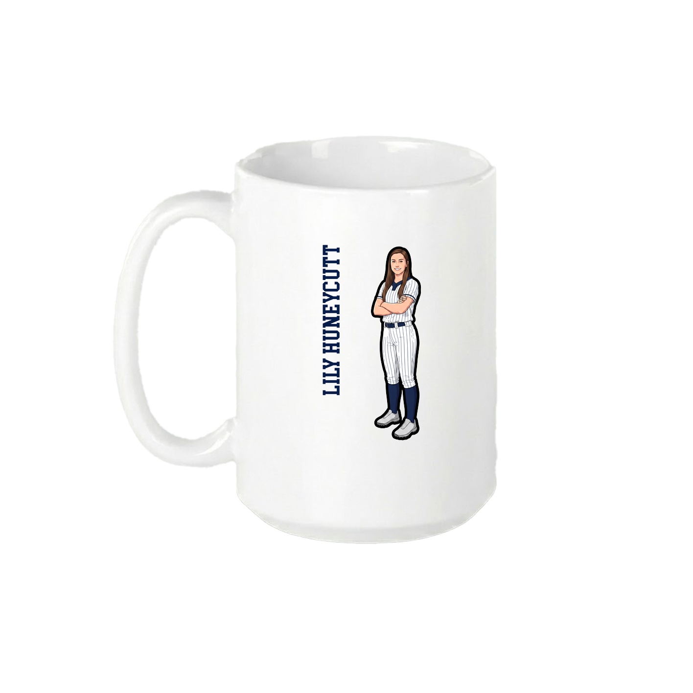 15oz Coffee Mug — Name Vertical in White