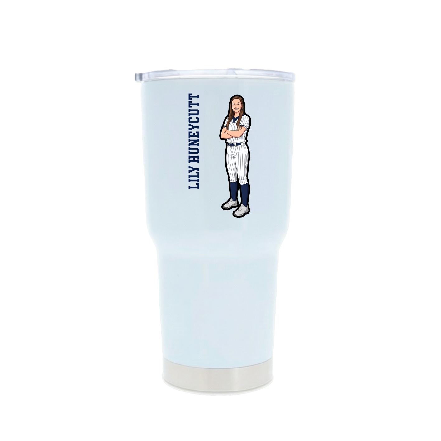 30oz Stainless Steel Tumbler — Name Vertical in White