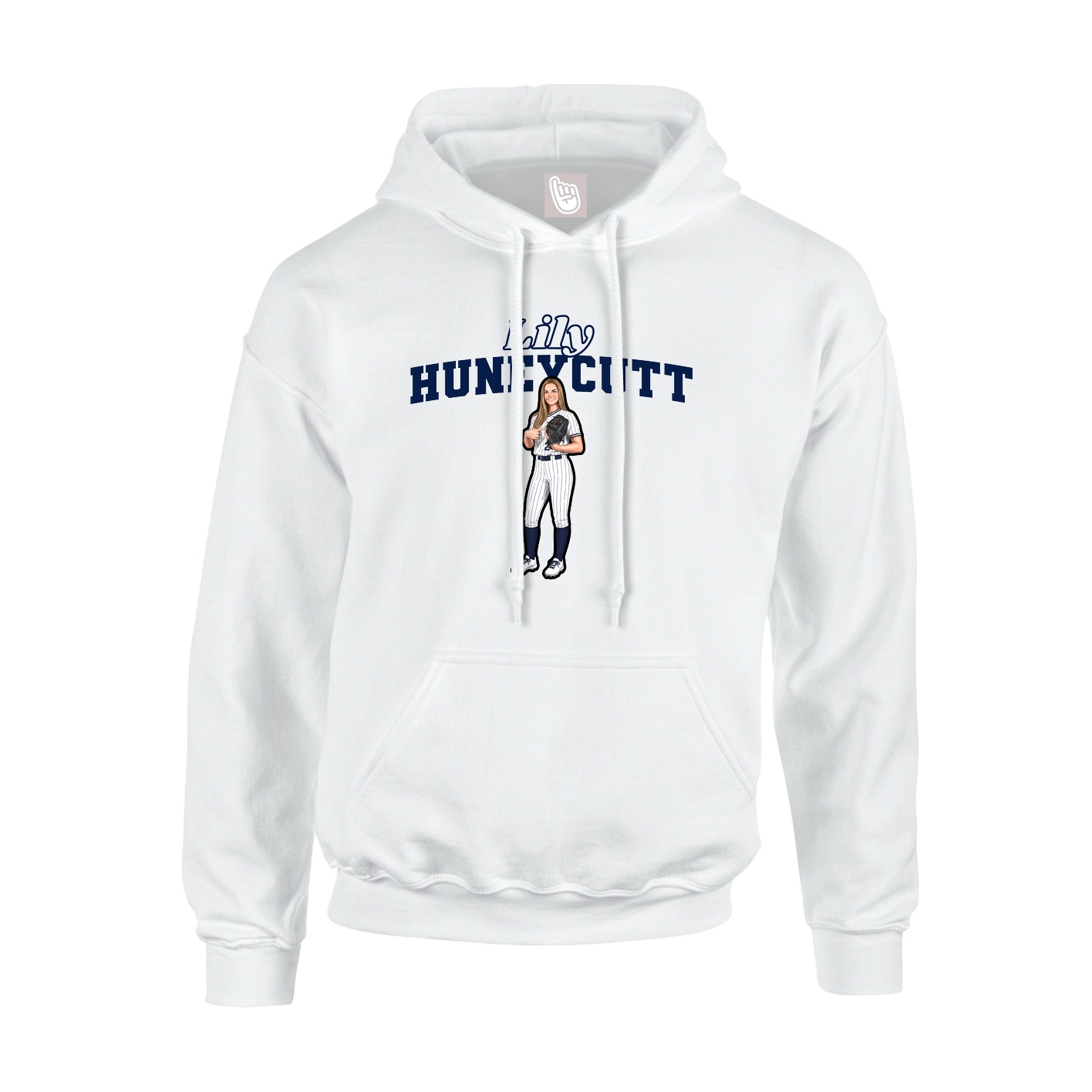 Youth Hoodie — Name Arch in White