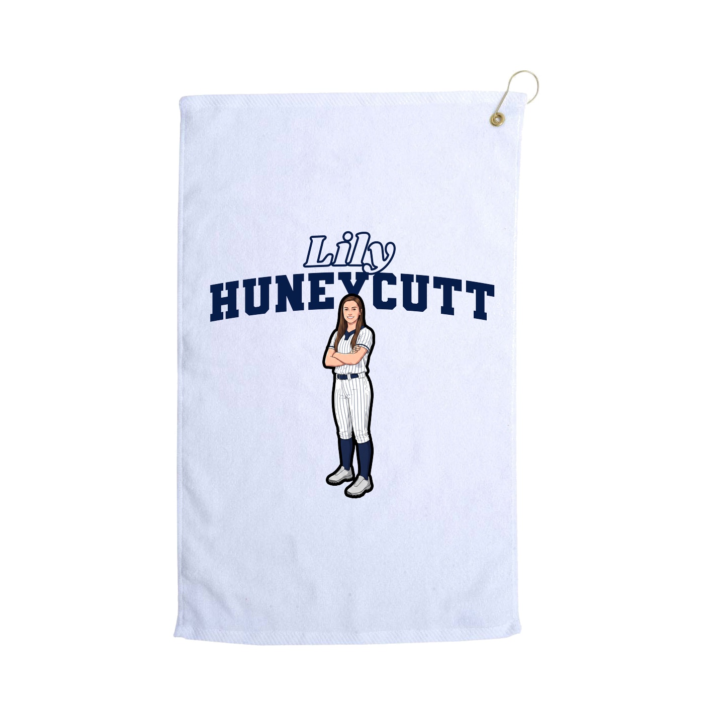Golf Towel — Name Arch in White